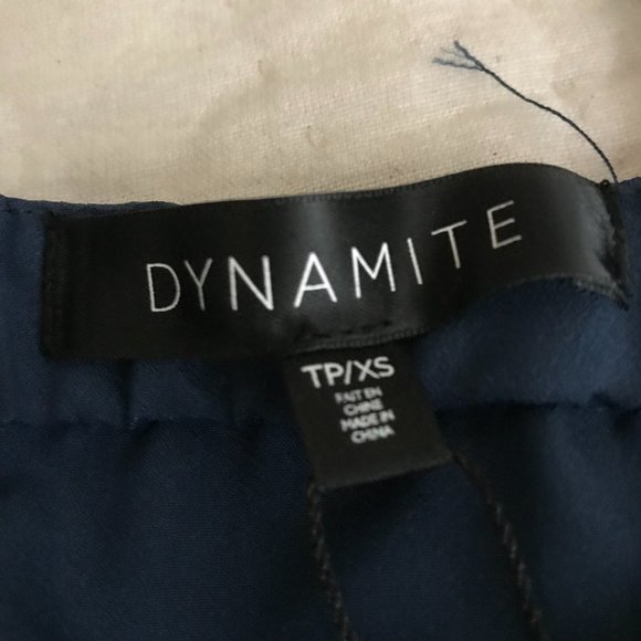 NWT Dynamite Silky Dark Blue Split Leg Jumpsuit w/Spaghetti Straps X-Small - Picture 13 of 15